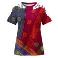 thumbnail image 4 of Fiudx Ofertas Relámpago Blusa de Manga Corta con Cuello Redondo y Estampado para Mujer, 4 of 4