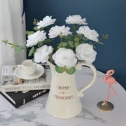 CALLIEVER 50Pcs White Artificial Roses Bouquet
