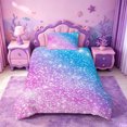 thumbnail image 2 of meiyoeat Blue Pink Glitter Print Twin Duvet Cover,Abstract Galaxy Starry Sky Twin Bedding For Girl,Reversible,2pcs,1 Duvet Cover and 1 Pillowcase, 2 of 6