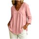 thumbnail image 2 of Neewe Women's Cotton Linen 3/4 Length Sleeve Tops V Neck Pleated T Shirts Loose Fit Blouses Casual Tees 2026 Fashion Clothes, 2 of 8