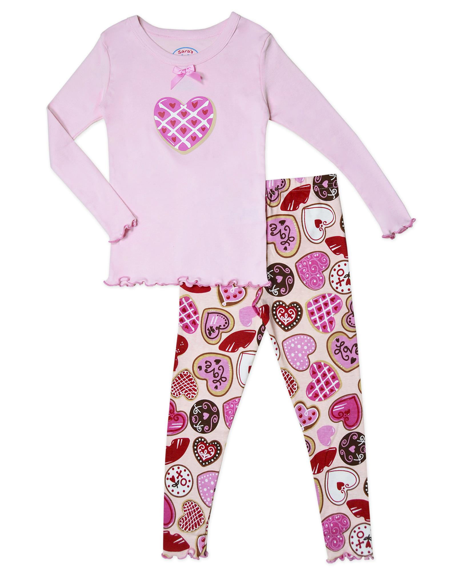 Sara's Prints Girls Cotton 'Love Heart Cookie 2 Piece Pajama Set ...