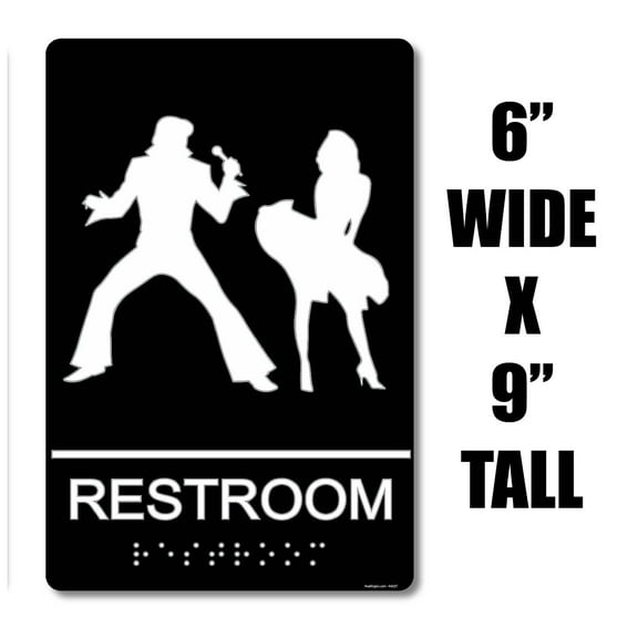 ADA Compliant “50's" Elvis  Marilyn Themed Unisex Restroom / Bathroom Sign