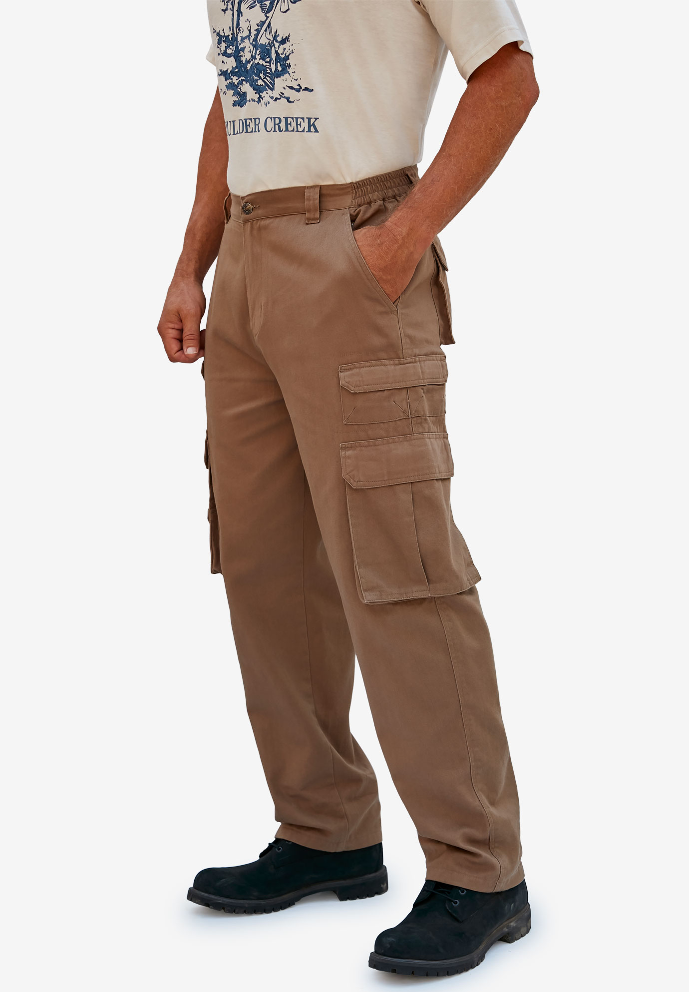 Boulder Creek By Kingsize Men's Big & Tall  Side-Elastic Stacked Cargo Pocket Pants - image 4 of 6