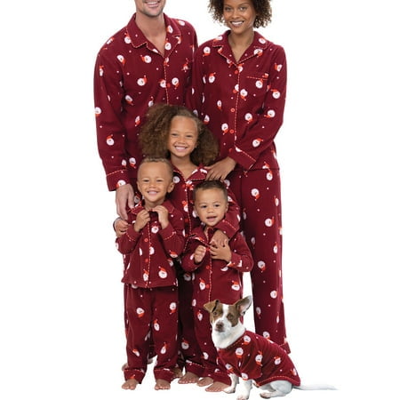 

Viworld Family Matching Christmas Pajamas Set Classic Santa Claus Print Button Down Tops Long Pants Home Sleepwear