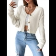 thumbnail image 3 of Suéter Tipo Cárdigan de Punto Suave con Cuello en V y Botones Delanteros de Larga para Mujer XL, 3 of 9