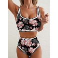 thumbnail image 4 of Conjunto de bikini Herseas con estampado floral y cintura alta acolchado para mujer, 4 of 5