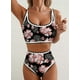 thumbnail image 4 of Conjunto de bikini Herseas con estampado floral y cintura alta acolchado para mujer, 4 of 5