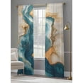 thumbnail image 4 of Teal Brown Sheer Curtains 84 Inch Length 2 Panels Set for Living Room/Bedroom, Abstract Art Water Ripple Contemporary Semi Curtain Sheers Drapes Rod Pocket Curtains Window Treatment Set 52''x84''x2, 4 of 7