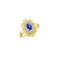thumbnail image 4 of Rylos 14K Yellow Gold Floral Designer Ring with 6x4 MM Oval Blue Star Sapphire & Sparkling Diamonds - Birthstone Jewelry for Women -Size 9, 4 of 7