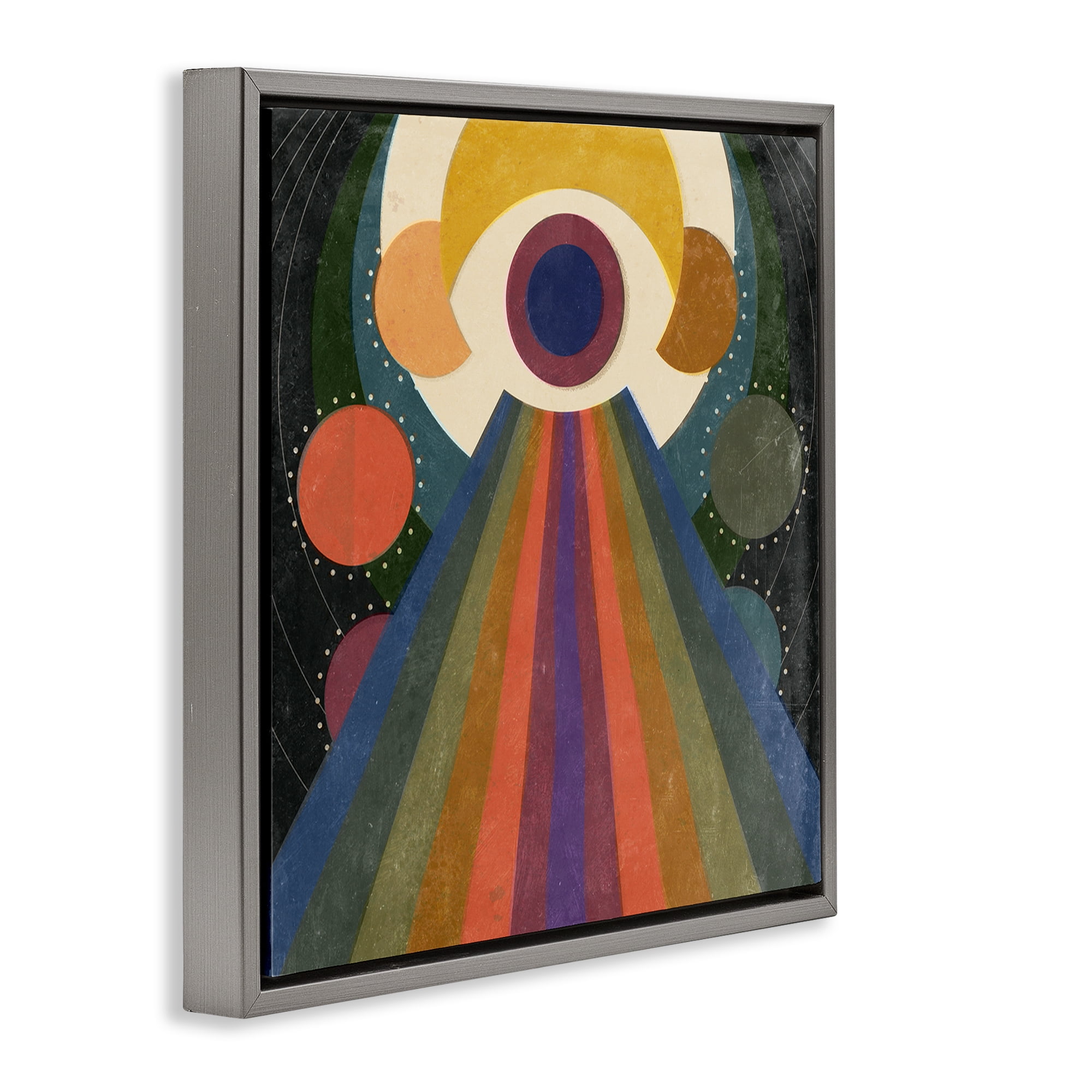 Stupell Industries Spiritual Eye with Rays Abstract Painting Gray Floater Framed Canvas Art Print Wall Art, 25 x 25