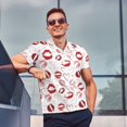 thumbnail image 4 of Sikiie Red Lips Print Men's Short-sleeved POLO Shirts, Button-down Shirts and T-shirts are Suitable for Vacation, Leisure and Business-Small, 4 of 6