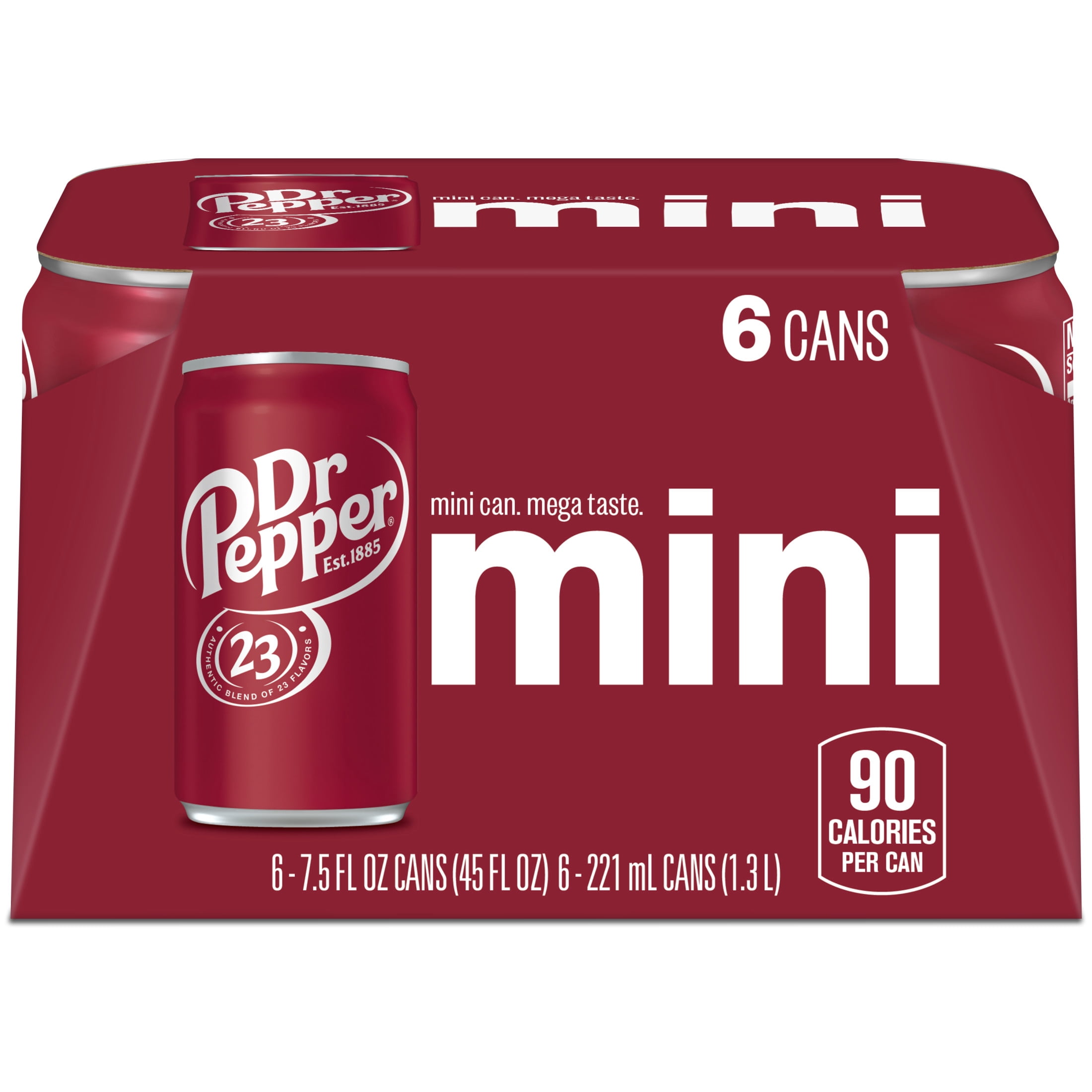Dr Pepper Soda Pop, 7.5 fl oz, 6 Pack Cans