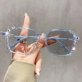 thumbnail image 4 of Photochromic Gray Blue Light Blocking Presbyopic Glasses, Oversized Bling Party Reading Glasses 2.25 for Women, Blue Square Readers +2.25, 4 of 4