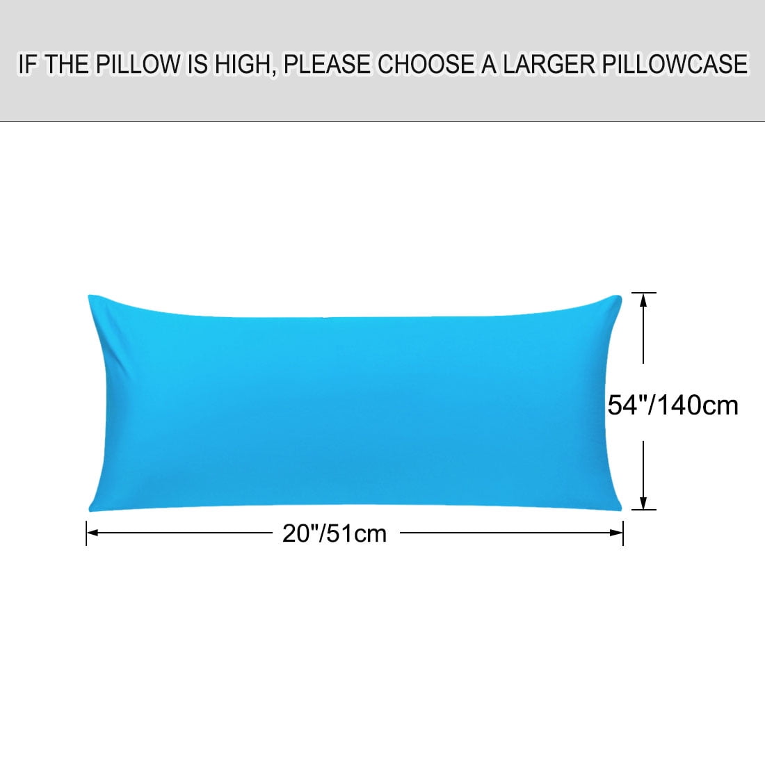 Unique Bargains Pillowcases 2 Pack 100% Cotton Body Pillow Covers Blue 20" x 54"