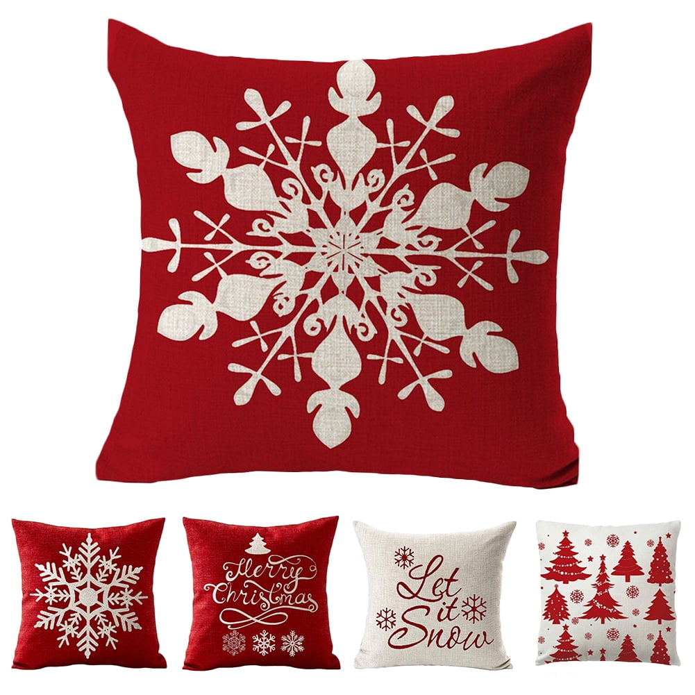DGROEE 18"x18" Throw Pillow Covers Christmas Snowflake Tree Print