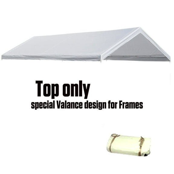 Valanced 20'X30' White Canopy Replacement Cover Top Roof Tarp Shade Car Motorcycle Boat Jetski or Trade Show Canopy Cover