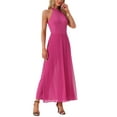 thumbnail image 4 of INSPIRE CHIC Women's Dressy Jumpsuit Halter Neck Sleeveless Elegant Formal Wide-Leg Jumpsuit L Hot Pink, 4 of 6