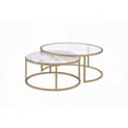 thumbnail image 3 of Shanish Nesting Table Set: Engineered Stone Top & Gold Metal Frame for Sophistication, 3 of 8