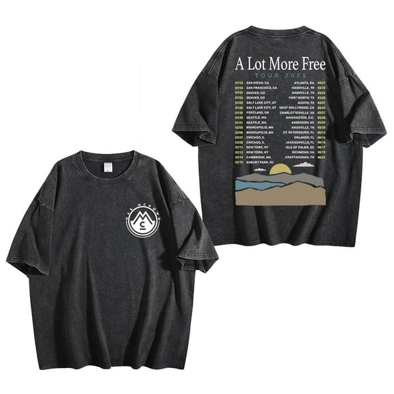 Max McNown A Lot More Free Tour 2025 Washed Cotton Tshirt Casual Short Sleeve Unisex Top