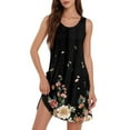 thumbnail image 2 of Mlqidk Womens Summer Dresses Scroop Neck Eyelet Casual Loose Short Dresses Sleeveless Flowy Floral Sundresses Swimsuit Beach Swimsuit Clothes with Pockets Black 2XL, 2 of 7