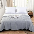 thumbnail image 4 of Flxxie 3 Layers Cotton Muslin Bed Blanket, Ultra Soft Breathable for All Season, King, 106x92 inches, 4 of 5