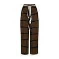 thumbnail image 5 of Virmaxy Women's 2024 Striped Wide-Leg Pants Drawstring Waist Stylish Pants for Travel and Relaxation Coffee-1 M, 5 of 5