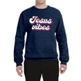 thumbnail image 2 of Wild Bobby, Jesus Vibes Inspirational/Christian Unisex Crewneck Graphic Sweatshirt, Vintage Heather Navy, 3X-Large, 2 of 6