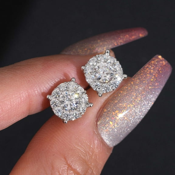 s925 sterling silver inlaid 45 point round moissanite earrings classic earrings