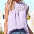 thumbnail image 5 of Tank Tops for Women Plus Size Chiffon Sleeveless Lace Ruffles Hollow Plush Ball Tank Shirt Purple M, 5 of 6
