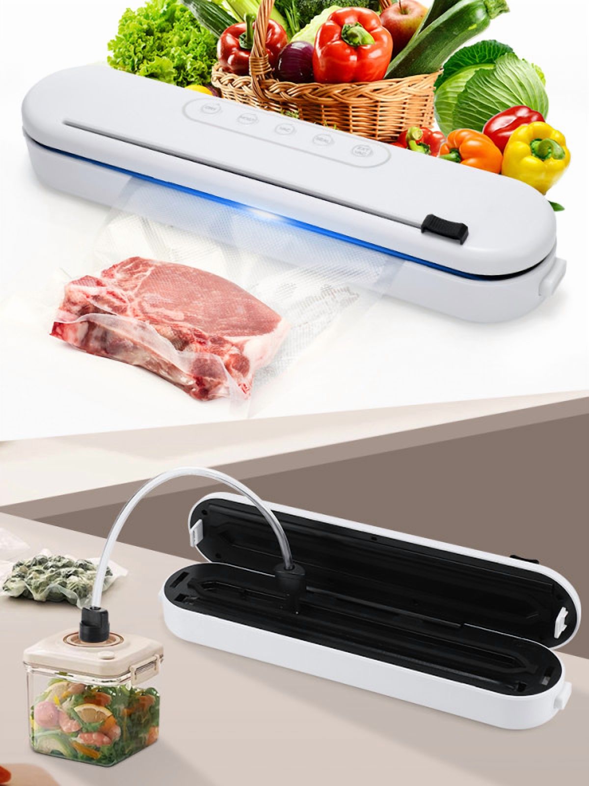 Food Vacuum Sealer Machine, Dry/Wet Modes,Vacuum Seal Bags for Food, Automatic Food Sealer, 10-in-1 Functions & Powerful Sealing System with Double Heat Seal