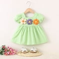 thumbnail image 2 of Zwiiyzr 2025 6M-3Y Newborn Baby Girl Clothes Toddler Infant Casual Puff Sleeve Cotton Sundress Summer Girl Dress Green, 2 of 5