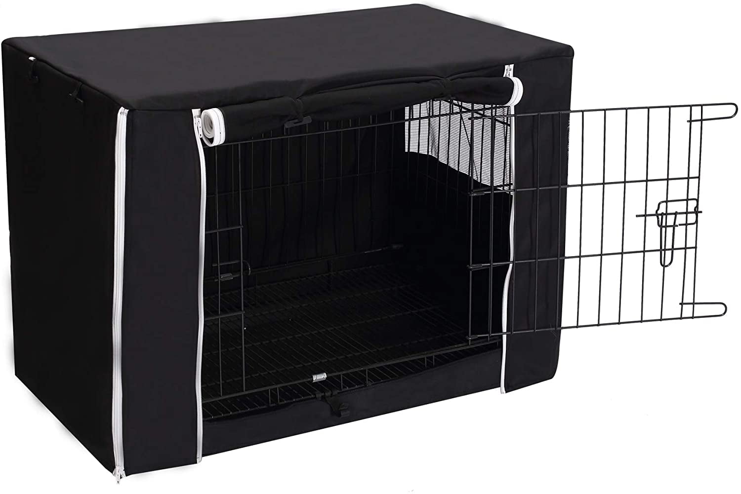 Durable Kennel Cover with Double Door Universal Fit for 24 inches Wire Dog Cage Dog Crate Cover 24 inches Black 