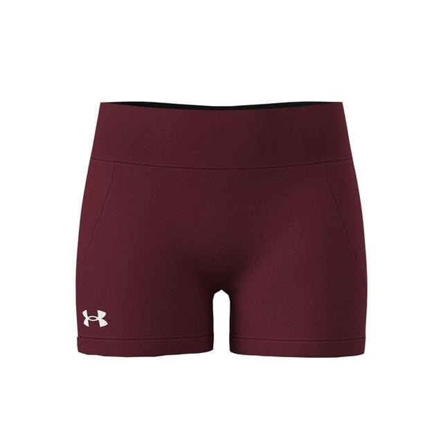 Pantalones cortos Under Armour Team Shorty 3 para mujer, color cardenal/blanco