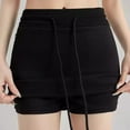thumbnail image 5 of Bovxnpu Women Skirt Women's Sweat Mini Skirt Drawstring Sports Skater Skirt Basic Casual High Waisted Mini Skirts Beach Vacation Summer Outfits, 5 of 6