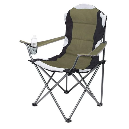 Internet's Best Padded Camping Folding Chair | Outdoor | Green | Sports | Cup Holder | Comfortable | Carry Bag | Beach |