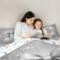 thumbnail image 5 of Castle Fairy Cartoon Ribbon Bow 3 Pieces Queen Comforter Set for Kids Children Teens,Bling Grey Glitter Ultra Soft Bedding Sets,Geometric Plaid Bedding Comforter Set Breathable,Ultra Soft Home Decor, 5 of 8