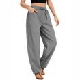 thumbnail image 4 of yuCgh Women's Wide Leg Cropped Casual Elastic Drawstring Waisted Pants with Pockets, Comfortable Harem Pants for Lounge and Outdoor Activities,Gray S, 4 of 6
