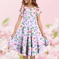 thumbnail image 2 of Girls Floral Tiered Dress with Pockets Ruffle Sleeve Summer Casual Multicolor Dresses for Kids Sizes 4-13,Size 10-11T, 2 of 6