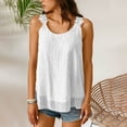 thumbnail image 2 of FRSASU Womens Tank Tops Flowy Sleeveless Summer Boho Tank Top for Women Casual Crewneck Strap Lace Camisole Shirts White, 2 of 8