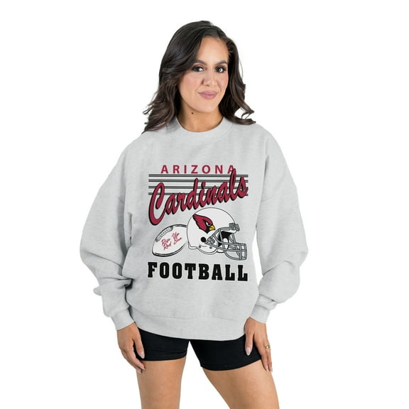 Women's Gameday Couture  Ash Arizona Cardinals Home Turf Oversized Premium Fleece Pullover Sweatshirt