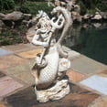 thumbnail image 4 of Homestyles 16 in. Antique White Poseidon Ruler of Sea Sitting on Rock Nautical Beach Large Mermaid Statue, 4 of 6