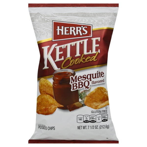 Herr's Kettle Cooked Mesquite BBQ Potato Chips, 8 Oz.