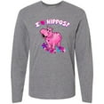 thumbnail image 3 of Inktastic I Love Hippos with Pink Hippo and Flowers Long Sleeve T-Shirt, 3 of 5