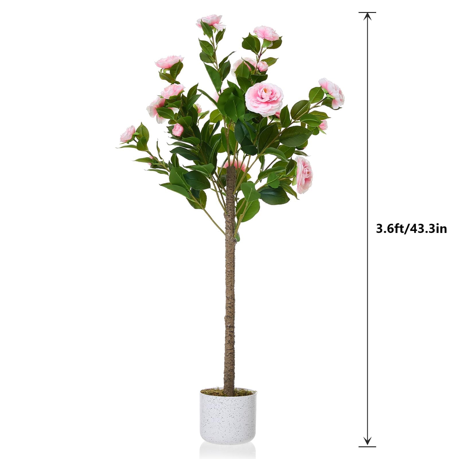 3.6FT Artificial Camellia Tree, Realistic Faux Plant in Pot with Flowers, Artificial Plants for Spring Home Decor Outdoor Porch Front Door Decor 2 Pack