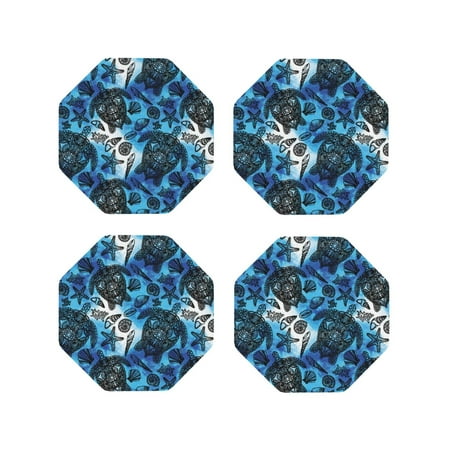 

Leather Coasters with Heat-resistant for Drinks Turtle Shell Starfish Coral -标题2 Octagon