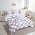 thumbnail image 3 of Castle Fairy Glitter Alphabet A Girl 7-Piece Bedding Comforter Set,Geometric Grid King Bedding Sets,Purple Silver Ultra Soft Bed Sheets,Ultra Soft Home Decor, 3 of 8