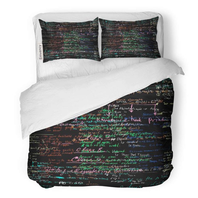 Juego de Ropa de Cama de 3 Piezas ABPHQTO Funda nórdica con 2 fundas de almohada Texto Caligráfico Inglés Negro Natural Tamaño Twin