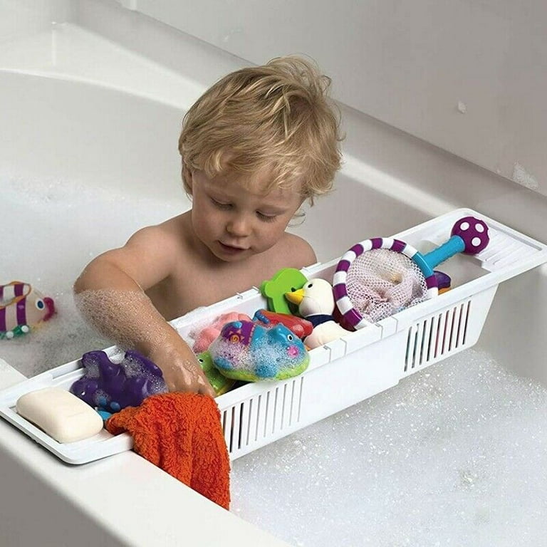 Bathtub Caddy Tray Plastic Bathtub Basket Shelf Rack Bath Toys Organizer  Retractable Storage Rack