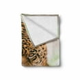 thumbnail image 2 of Leopard Soft Flannel Fleece Blanket, Jungle Fauna Predator Cat Wildlife African Desert Safari on Blurred Backdrop, Cozy Plush for Indoor and Outdoor Use, 50" x 70", Yellow and Beige, by Ambesonne, 2 of 6