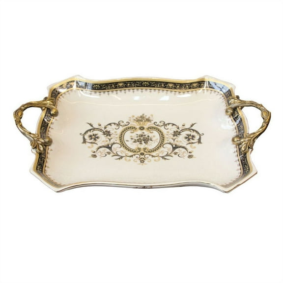 Light Luxury Desktop Storage Tray High Foot Ceramic Tray Living Room Porch Decoration Tray